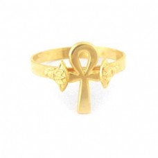 18k ankh key ring  with lotus flowers (Rings Collection)