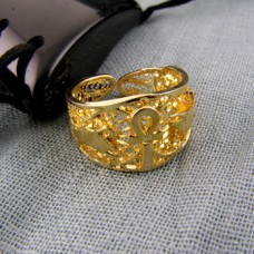 18k Gold filigree ankh key ring (Rings Collection)