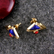 18k gold three pyramids earrings (jewelry gifts)