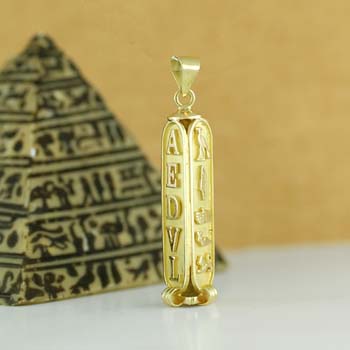 18k gold triple sided Egyptian Cartouche pendant