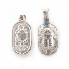 Double side silver scarab pendant (jewelry gifts)
