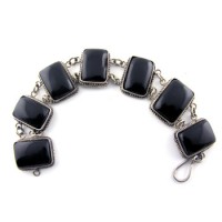 Egyptian inspired silver and Black tile bracelet