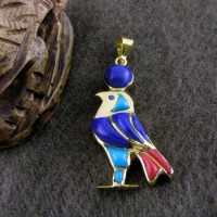 Gold Horus pendant with colored Enamel (jewelry gifts)