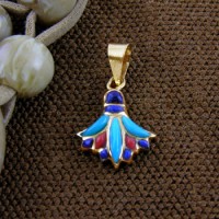 Gold royal lotus flower pendant decorated & filled with colored Enamel (jewelry gifts)