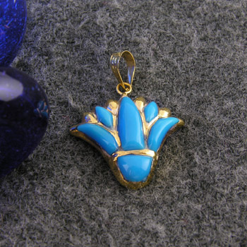 Gold royal lotus flower pendant decorated & filled with colored Enamel (jewelry gifts)