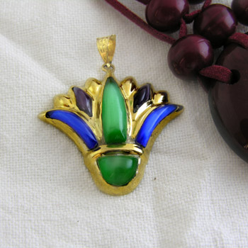 Gold royal lotus flower pendant with colored Enamel (jewelry gifts)