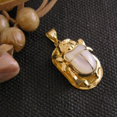 Gold scarab with  white stone (jewelry gifts)