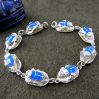 several silver scarabs links  bracelet several silver scarabs links  bracelet
