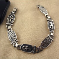 Silver ankh key cartouches and Egyptian kings cartouches bracelet