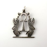 Silver ankh key with king Horus symbols pendant (jewelry gifts)