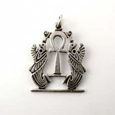 Silver ankh key with king Horus symbols pendant (jewelry gifts)
