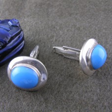 Silver cufflinks with turquoise stone (jewelry gifts)