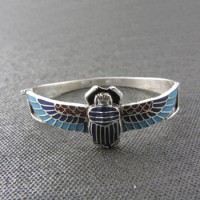 Winged scarab with colored enamel