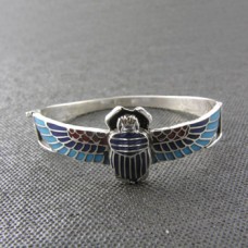 Winged scarab with colored enamel